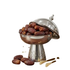 Handmade Arabic Date Bowl With <b>Lid</b> And Premium Metal Khajoor <b>Pot</b> For Ramadan Iftar Party & Luxury Islamic Home Decor Gift - Product Image 1