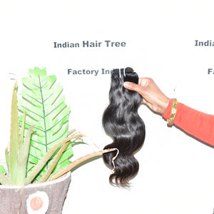 Extensions de cheveux naturels noirs pour femmes, ondulés, alignés dans le sens des cuticules, non traités, double trame, fabriqués par des fabricants - Product Image 2