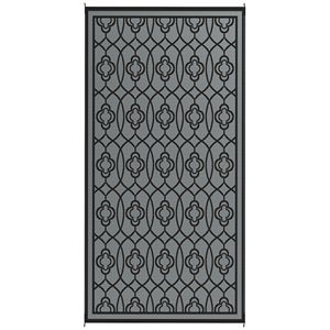 Tappeto da esterno reversibile lanterna nera e grigia impermeabile in plastica con borsa per il trasporto 9 'X 18' - Product Image 1