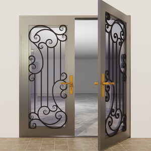 Portes intérieures en fer forgé de luxe, porte en acier et verre sur mesure, porte intérieure décorative moderne pour villa, maison résidentielle et habitation - Product Image 1