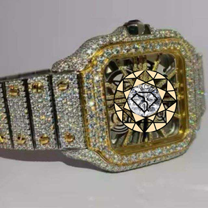 New Arrival Lab Diamond <b>Watch</b> Square <b>Case</b> for Men Automatic Mechanical Movement Two Tone Finish Style for Street <b>Watch</b> - Product Image 3