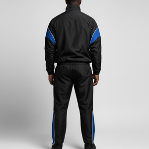 Conjunto de 2 piezas con logotipo personalizado al por mayor, chaqueta cortavientos con bloques de color y cintura elástica, 100% nailon, pantalones deportivos y chaqueta para hombre. - Product Image 2