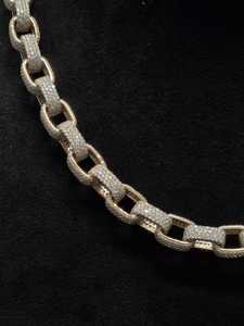 Chaîne à maillons de 9 mm en argent 925 plaqué or rose, collier serti de diamants de laboratoire VVS1, 57 carats au total, lourd (120 g), bijoux personnalisés - Product Image 4