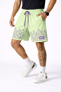 กางเกงขาสั้นกีฬาผู้ชายลายกราฟิกซับลิเมชั่น โพลีเอสเตอร์ มีเชือกผูกเอว สำหรับวิ่งและออกกำลังกาย รับทำโลโก้ตามสั่ง MOE จำหน่ายส่ง - Product Image 2