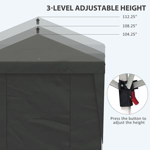 10x19.5ft Gray Pop up <b>Canopy</b> <b>Tent</b> Adjustable Height Event Shelter with Wheeled Bag Sidewalls and Leg Weight Bags - Product Image 5
