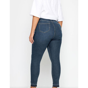 Jeggings décontractés taille haute pour femmes, respirants, coupe skinny, avec logo, grandes tailles, en denim stretch délavé, pantalon crayon coloré en coton - Product Image 2