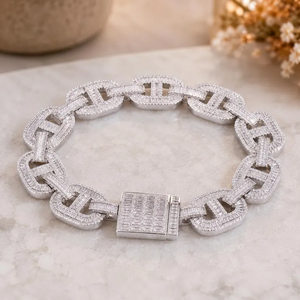 สร้อยคอผู้ชายแบบ Cuban Link ชุบทอง 18k ประดับเพชรโมอิสซาไนต์ทรงกลมเจียระไนแบบ Brilliant Cut ดีไซน์หรูหราสำหรับใส่ทุกวัน - Product Image 4
