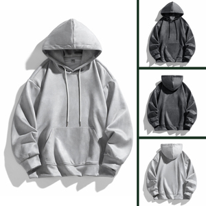 Sweat-shirt à capuche épais pour homme, uni, avec poche latérale, coupe ample, blanc et gris foncé, et bien plus encore, personnalisable sur demande du client - Product Image 2