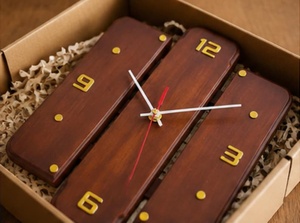 Personalized Wooden <b>Wall</b> <b>Clock</b> – Silent Quartz Rustic Minimalist Home <b>Decor</b> - Product Image 2