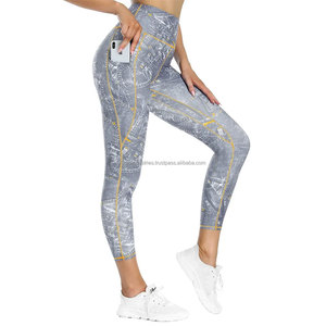 Leggings Deportivos para Mujer, Hasta la Rodilla, Cintura Media, Casuales, para Yoga, con Diseño de Logotipo Estampado, Transpirables, de Spandex y Velour - Product Image 5