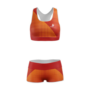 Ensemble de sport 2 pièces sans couture pour femme avec logo personnalisé imprimé par sublimation, soutien-gorge de sport à maintien élevé et short cycliste, ensemble de yoga et de fitness - Product Image 1