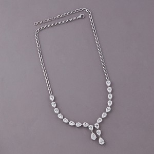 IGI Certified Lab Grown Diamond Pear Shape Drop <b>Necklace</b> for Women In 925 <b>Solid</b> Sterling <b>Silver</b> Tennis Style Bridal Jewelry - Product Image 3