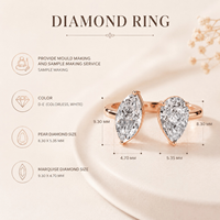 Bague de luxe Toi et Moi en diamant de laboratoire taille poire et marquise, or 10K, certifiée IGI, deux pierres, bijoux fins de fiançailles, vente en gros OEM