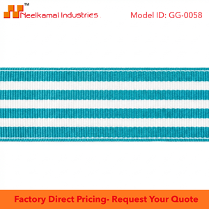 ริบบิ้นโกรเกรนสีขาวลายทางหลากสีเทอร์ควอยซ์ขนาด 38 มม. ขายส่ง สำหรับห่อของขวัญ เครื่องประดับผม ตกแต่งห่อของขวัญ ตกแต่งงานปาร์ตี้ - Product Image 5