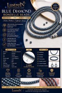 Perles Rondelles Facettées en Diamant Bleu Naturel 3mm, Fil de Pierres Précieuses Premium de 15 Pouces, Vente en Gros pour la Fabrication de Bijoux - Product Image 5