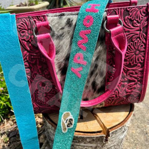 CRYSTAL CRAFT Model 4135 Vintage Beaded Hook Strap with Gold Text Eco-Friendly Handbag <b>Accessory</b> <b>Navy</b> Blue - Product Image 6