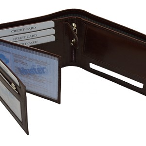 Portefeuille long en cuir véritable avec fermeture à glissière, porte-cartes anti-RFID, design minimaliste unisexe, couleur marron - Product Image 4