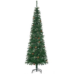 Albero di Natale Artificiale Verde con Aghi di Pino Sottili da 6,5 Piedi, Rami Realistici e Base in Metallo per Decorazioni Natalizie - Product Image 1