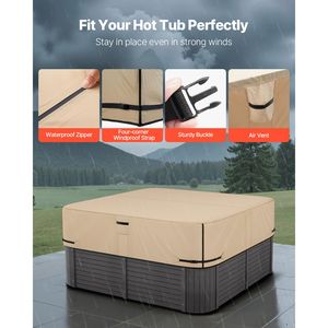 Copertura per Vasca Idromassaggio da Esterno in Tessuto Oxford 600D Resistente, 95 x 95 x 20 Pollici, Impermeabile e Resistente alle Intemperie, Protezione per Piscine - Product Image 5