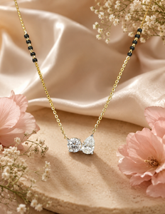 Mangalsutra tendance avec diamants cultivés en laboratoire sertis à griffes, certificat IGI, or jaune massif, style classique pour femme, bijoux de mariage - Product Image 1