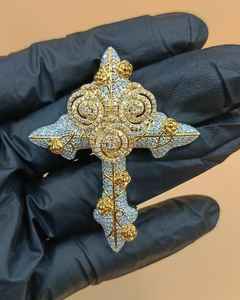 Colgante de Cruz con Diamantes Moissanite VVS Personalizado, Colgante Religioso, Estilo Hip Hop, Plata 925, Chapado en Oro, Joyería Cristiana - Product Image 5