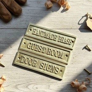 Handmade Solid <b>Brass</b> Decorative Door Name Plate Sign with Embossed <b>Letter</b> Design Hotel Office Villa Restaurant Entrance Decor - Product Image 4