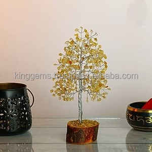 Vente en gros de pierre semi-précieuse citrine naturelle Reiki de guérison Feng Shui Base en bois décoratif pour la maison arbre d'amour artisanat Reiki de guérison - Product Image 6