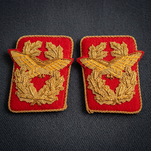 Écusson brodé personnalisé pour col, motif Aigle et Couronne de Laurier, avec décoration en dentelle, à coudre avec épingle de sûreté, pour uniforme et vêtement - Product Image 6