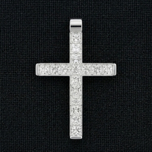 จี้เพชรทรงปรินเซสคัท 5 กะรัต รับรองโดย IGI รูปทรงกางเขนคริสเตียน แพลตตินั่ม PT950 น้ำหนัก 8 กรัม สร้อยคอสำหรับทั้งชายและหญิง เหมาะสำหรับงานแต่งงาน - Product Image 4