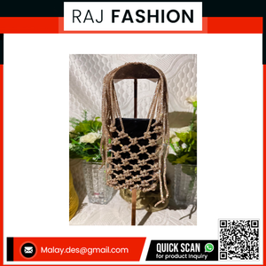 Bolso Mini de Macramé Hecho a Mano para Mujer con Cuentas Decorativas para Accesorios de Boda - Product Image 2