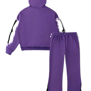 Conjunto de Sudadera con Capucha y Pantalones Deportivos con Estampado de Esqueleto para Halloween, Ropa Deportiva Morada con Gráficos de Huesos - Product Image 2