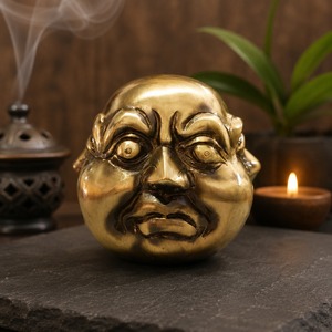 Sculpture de tête de Bouddha en bronze antique, faite à la main, style Art déco, avec cadre doré, statue en métal moulé pour décoration intérieure, cadeau d'affaires - Product Image 6
