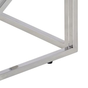 Table basse moderne en acier inoxydable argenté moyen et verre trempé - Product Image 6