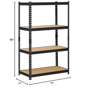 Estantería de Almacén de 4 Niveles, Capacidad de Carga de 1200 kg, Estantes Metálicos Ajustables con Recubrimiento en Polvo para Garaje, 16 Pulgadas de <span class=keywords><strong>Ancho</strong></span> x 40 Pulgadas de Profundidad x <span class=keywords><strong>60</strong></span> Pulgadas de Alto, Color Negro - Product Image 2