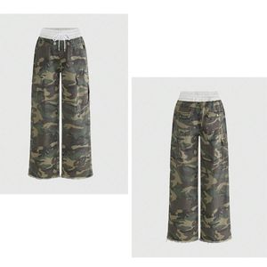 Pantalones Vaqueros Cargo de Camuflaje Personalizados para Mujer, Cintura Alta, Pierna Ancha, Estilo Urbano, Fabricante Mayorista OEM ODM - Product Image 1
