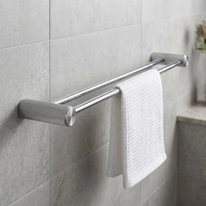 Stainless Steel Bathroom <b>Towel</b> Rack Dual <b>Bar</b> Modern Metal Wall Holder - Product Image 5