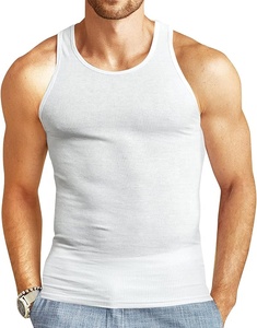 Men's for Ribbed Knitted O-Neck Casual Tank Top 100% Cotton Solid Color Front <b>Logo</b> <b>No</b> Printing - Product Image 5