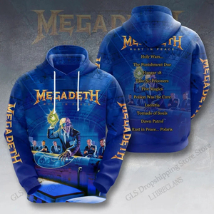 Men's Black Megadeth <b>Band</b> Solid Pattern 100% Cotton Digital Printing Pullover <b>Hoodie</b> Casual Long Sleeve Sweatshirt - Product Image 2