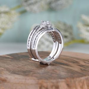 RITZIN Women's Cute Pear Halo Lab Grown Moissanite Enhancer <b>Ring</b> for Wedding Engagement <b>Solitaire</b> in White Gold 10K/14K/18K - Product Image 2