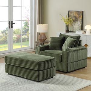 Divano Profondo e Confortevole con 2 Cuscini Decorativi e Pouf per Soggiorno - Product Image 4