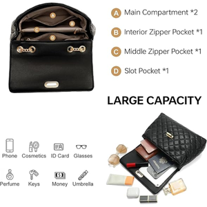 Women’s <b>Medium</b> Quilted Shoulder Bag, Fashion Crossbody <b>Handbag</b>, Stylish Everyday Purse for Shopping, Travel, and Casual Wear - Product Image 6
