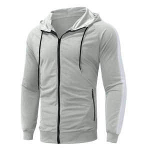Ensemble de survêtement sportif pour homme avec blocs de couleur, fermeture éclair, col montant, manches longues, respirant, coupe régulière, idéal pour l'automne - Product Image 5