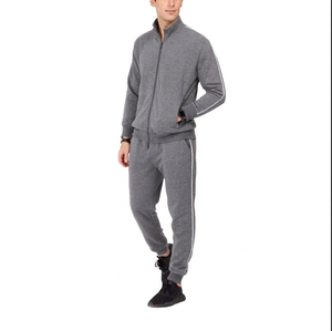 Custom Logo Winter Skinny 100% Cotton Lightweight Tracksuit Casual Breathable Anti-Bacterial <b>Hoodie</b> and Jogger Set for Men - Product Image 6