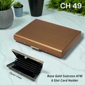 Porte-cartes de visite minimaliste en cuir de luxe et métal, étui multi-cartes, porte-cartes de crédit et d'identité, personnalisé, fait main, promotionnel - Product Image 5