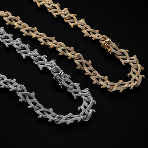 Outstanding Hip Hop Jewelry <b>Man</b> Twisted Thorn Chain Full Iced 925 Sterling <b>Silver</b> Moissanite Diamond Spiny Design <b>Necklace</b> - Product Image 6