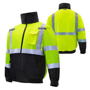 NEW Road Safety Jacket High Visibility <b>Work</b> Wear <b>Waterproof</b> Reflective Winter Security Jacket - Product Image 2