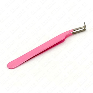Pinzas para Extensión de Pestañas en Forma de L con Recubrimiento de Polvo Rosa, Acero Inoxidable con Punta Plateada, Logotipo Personalizado, Herramienta de Precisión para Pestañas - Product Image 4