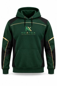 Sudadera con Capucha para Hombre, Color Verde, Bloques de Color, Manga Raglán, Bolsillo Frontal y Cordón Ajustable - Product Image 5