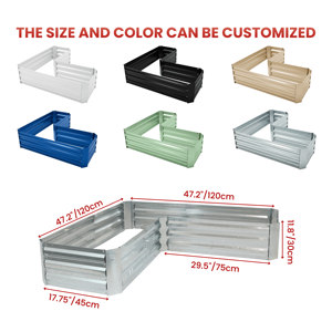 Modern Outdoor Raised Garden Bed L-Shape Metal Planter Box For Landscaping Decoration Grow Flower & Planters - Product Image 2