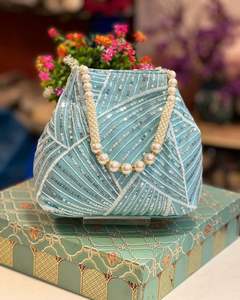 Bolso Potli con Cuentas en Oro Rosa y Lentejuelas de Cobre, para Mujer, Novia, Boda, con Cordón, para Fiesta de Noche, Colección de Lujo - Product Image 4